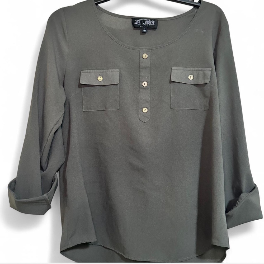 Sweet Wanderer Gray Elegant Women's Blouse